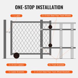 6FT Heavy Duty Sliding Gate Hardware <b>Kit</b> C Type Wheel Carrier with Two 6\" Wheels for <b>Rolling</b> Gates and Slides - Product Image 6