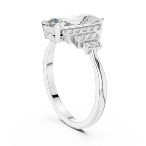 Bague de fiançailles de luxe en moissanite taille émeraude avec accents superposés, bijoux raffinés sur mesure pour femme, pierre précieuse étincelante - Product Image 2