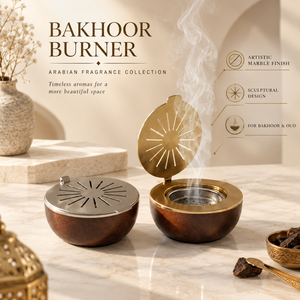 Brûleur à Bakhoor en bois et acier inoxydable |   Porte-encens rond en bois d'oud arabe avec couvercle à charnière, décoration islamique pour la maison, cadeau de luxe pour Ramadan et l'Aïd - Product Image 5