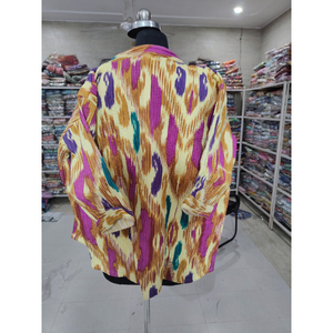 Cardigan en velours pour femme, broderie à la main, col en V, manches kimono, couleur bonbon, ouverture devant, longueur normale, cadeau - Product Image 6