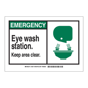 Estación de Lavaojos de Emergencia Brady, Señalización para Mantener el Área Limpia, para Laboratorios y Sitios Industriales - Product Image 2