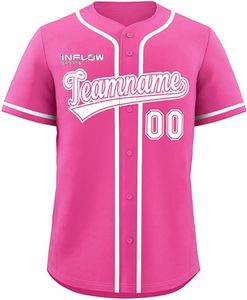 Maillot de baseball personnalisé rose-bleu clair, authentique, noir et blanc à fines rayures, vente chaude, uniforme de baseball imprimé en gros - Product Image 2