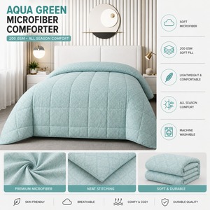 ชุดผ้านวมเนื้อนุ่ม 200 GSM สีพื้น น้ำหนักเบา อุ่นสบาย สำหรับเตียงเดี่ยว เตียงคู่ เตียงควีนไซส์ และเตียงคิงไซส์ - Product Image 6