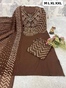 Meilleure collection de Kurti-Pant-Dupatta prêts-à-porter en pur coton avec imprimé Bandhani, exportateur indien - Product Image 2