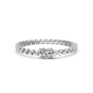 Pulsera de tenis con diseño de hoja y diamantes marquise cultivados en laboratorio, chapada en rodio y oro rosa de 14K, elegante joyería fina con certificación IGI, a la moda - Product Image 5