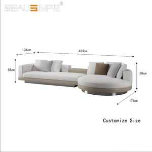 Connery Luxury Modern Style Leather Sofa Set morbido estensibile per soggiorno - di Soft Furniture Manufacturer - Product Image 4