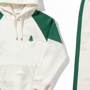 Ensemble de survêtement unisexe vert crème à capuche avec logo arbre, manches longues, pantalon de jogging à cordon, tenue décontractée d'automne 100% coton - Product Image 4