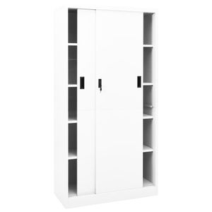Armoire de bureau en acier blanc avec compartiments coulissants 35,4x15,7x70,9 pouces, armoires à dossiers - Product Image 3