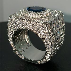 Anillo de Cóctel Unisex de Moissanita con Engaste de Puntas, Corte Brillante, Chapado en Rodio, Plata 925, Forma de Corona, Estilo Hip Hop, para Fiesta o Boda - Product Image 2
