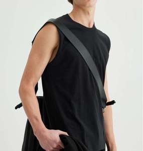 Débardeur en tricot sans manches pour homme, col rond, blanc uni, style décontracté, 100% coton - Product Image 2