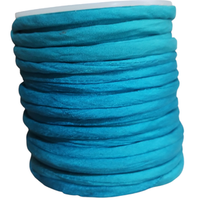 Cordon plat en soie de mûrier 100% pure Y S INTERNATIONAL, couleur bleu turquoise, fil textile doux pour la fabrication de bijoux, colliers, bracelets - Product Image 5