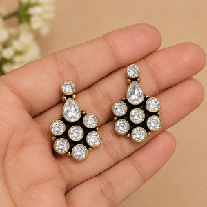 ชุดเครื่องตัดลายลูกแพร์ทำจากทองเหลืองชุบทองแบบโบราณเซอร์คอนสวยงามต่างหูสุดคลาสสิกสำหรับเป็นของขวัญสำหรับผู้หญิง - Product Image 1