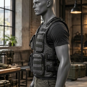 Men <b>Tactical</b> <b>Vest</b> Featuring Lightweight Woven Fabric Multiple Storage Pockets Adjustable Side Straps Comfortable Fit Secure - Product Image 4