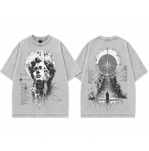 T-shirts Streetwear Anime Hip Hop en Coton Lourd Jersey Doux au Toucher avec Logo Frontal Ample et Transfert Thermique – Fabricant OEM - Product Image 2