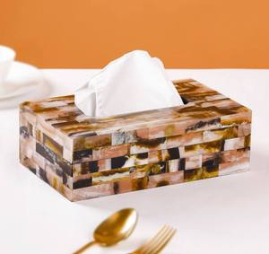 Boîte à mouchoirs décorative en résine artisanale de luxe, couvre-boîte à mouchoirs pour salon, bureau, hôtel, décoration de la maison - Product Image 1