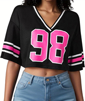 Maillot de football pour femmes, coupe ample, épaules tombantes, col en V, anti-humidité, protection UV, nom d'équipe personnalisable