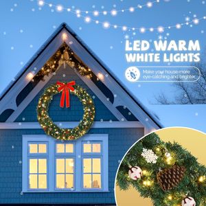 48in PVC Bow Decoration Garland with 150 <b>Lights</b> & 450 <b>Branches</b> Green Garden Ornament for Christmas Garlands & Wreaths - Product Image 3