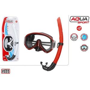 Set Maschera da Snorkeling Aqua Sport Rossa Regolabile Senza Lattice Attrezzatura per Nuoto e Immersioni - Product Image 1