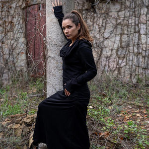 Vestido Maxi Bohemio con Capucha y Espalda Descubierta, Estilo Élfico, Vestido Largo Fluido, Atuendo de Vacaciones, Regalo para Ella - Product Image 1