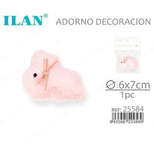 Conejo Rosa Decorativo de Peluche Ilan de 6x7cm para Decoración del Hogar - Product Image 3