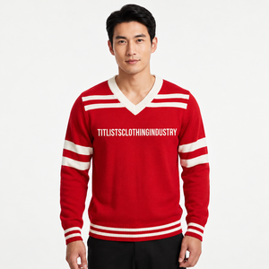  Pulls à col en V de haute qualité avec lettres pour les logos de sororités/fraternités/écoles/collèges/universités, cardigans tricotés - Product Image 1