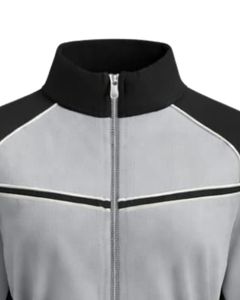 Grey Black Women Cropped Track <b>Jacket</b> <b>Zip</b> <b>Up</b> Sports <b>Jacket</b> Fitness Gym Activewear Contrast Stripe Training <b>Jacket</b> Manufacturer - Product Image 5