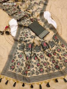 Colección Premium: Saree-Blusa de Algodón Muga con Tejido Floral-Jamdani y Diseño de Tejido Resham para Festivales - Saree Love - Product Image 4