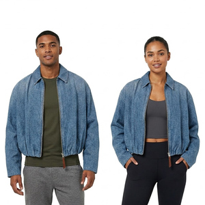 Chaqueta Bomber de Mezclilla Corta OEM ODM de Alta Calidad con Cierre de Cremallera y Parte Inferior Elástica - Product Image 1