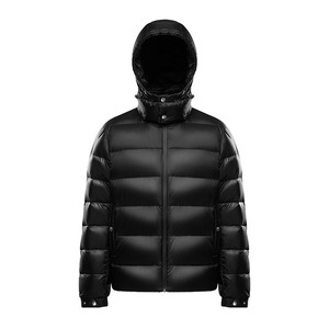 Veste d'hiver décontractée pour homme, noire, en duvet, avec capuche et fermeture éclair, coupe-vent - Product Image 1