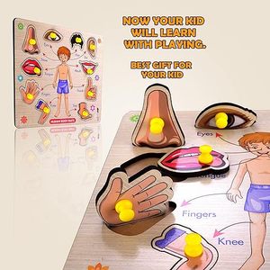 Rompecabezas de partes del cuerpo, juguetes de madera para niños mayores de 3 años, rompecabezas para adultos, juguetes de aprendizaje para bebés, juguetes educativos para niños de 2 años, juego de mesa - Product Image 5