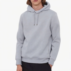 เสื้อสเวตเชิ้ตมีฮู้ดสีเทาอ่อนสำหรับผู้ชาย ทรงปกติ สีพื้น ผ้าฟลีซ ฮู้ดดี้ลำลอง แขนยาว ผ้าฝ้าย - Product Image 5
