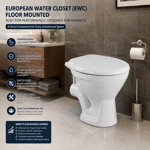 Inodoro de Cerámica de Dos Piezas Eon-P, Moderno, con Sifón en P, Montaje en Suelo, Fácil de Limpiar, con Descarga Ciclónica, para Baño, Cocina, Comedor - Product Image 4