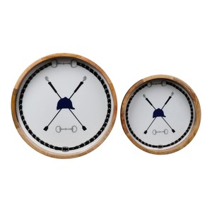 Bandeja de Servicio Ecuestre con Diseño de Bocado de Caballo y Casco de Equitación, Marco de Madera, Plato Decorativo Redondo para Servir Aperitivos y Bebidas - Product Image 2