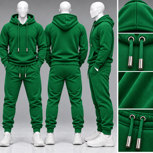 Ensemble de survêtement personnalisé pour hommes, 2 pièces, en molleton premium, comprenant un sweat à capuche et un pantalon de jogging, modèle vierge pour femmes, OEM - Product Image 2