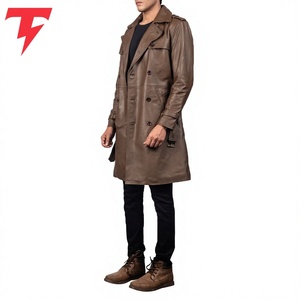 Venta Directa de Fábrica, Precio al por Mayor, Abrigo de Hombre de Cuero Genuino, Doble Botonadura, Impermeable, Transpirable y Ajustable, Nueva Llegada - Product Image 5