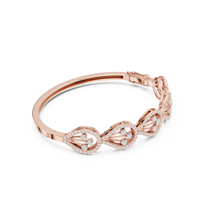 Luxury Rose Gold Diamond <b>Infinity</b> Link Bangle <b>Bracelet</b> Elegant Openwork Fine Jewelry Women's Wedding Anniversary Gift - Product Image 3
