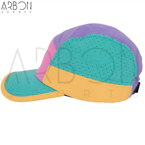 Casquettes 5 panneaux ajustables avec sangle arrière, respirantes, patchwork multicolore, logo personnalisé, pour l'été, vente en gros - Product Image 2