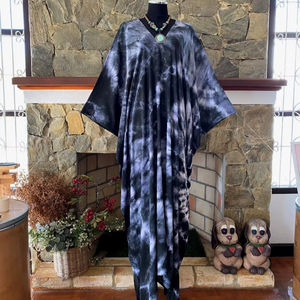 Vestido Kaftán Shibori Tie Dye de Rayón, Talla Grande, Estilo Boho, para Resort, Corte Holgado y Fluido, Ropa de Salón para Mujer - Product Image 1