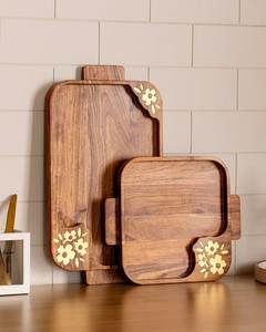 Planche à découper carrée en bois naturel de qualité supérieure avec poignée, épaisseur 1,3 cm, lavable au lave-vaisselle, planche à découper rustique en bois, non toxique - Product Image 4