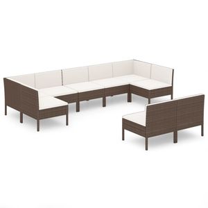 Grand ensemble de salon de jardin modulaire en rotin PE brun, mobilier d'extérieur modulaire haut de gamme - Product Image 2