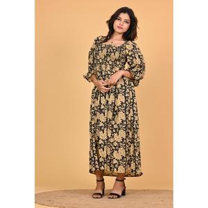 Vestido Maxi Floral de Algodón Indio para Mujer, Estilo Bohemio, Ecológico, Transpirable, Hecho a Mano, Silueta Evase, Ropa de Verano - Product Image 2