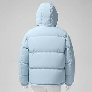 Servicio OEM ODM, Chaqueta Acolchada con Capucha para Hombre, Color Azul Claro, Chaqueta Casual para Hombre con Cuello Alto y Cierre Completo, Acolchado Grueso Personalizado - Product Image 5
