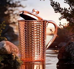 Ensemble de carafes en cuivre pour une mise en scène de cuisine sophistiquée, ensemble de service d'eau en métal avec verres, durable et réutilisable pour la cuisine et la salle à manger - Product Image 6
