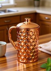 Ensemble de carafes en cuivre pour moments de luxe à la table de jardin, service d'eau en métal avec verres, durable et réutilisable pour le service de table - Product Image 3