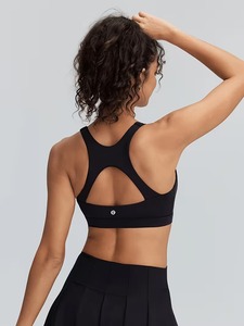 Ladies Cutout Racerback Sport Brassiere High <b>Support</b> Running Vest Soft Compression Athletic <b>Crop</b> <b>Top</b> Heat Transfer Logo - Product Image 6