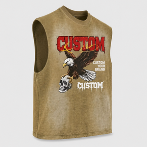 Custom Eagle <b>Skull</b> Sleeveless T-<b>Shirt</b> <b>Men's</b> Vintage Cotton Muscle Casual Wear Front Print Breathable Spring Style <b>Mens</b> T <b>shirts</b> - Product Image 2