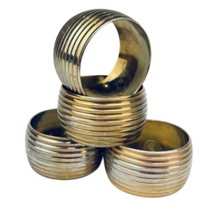 Ensemble décoratif de 12 porte-serviettes en fer avec finition embossée et polie or pour centre de table, idéal pour offrir - Product Image 2