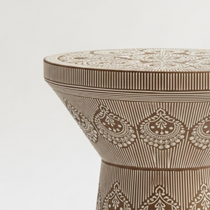 Table basse ronde artisanale en os incrusté, couleur personnalisée, motif mandala décoratif, table d'appoint pour entrée et chambre à coucher, vente en gros - Product Image 3