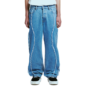 Salopette décontractée pour homme en denim 100% coton, coupe droite, vintage, délavée, brodée, épaisse, personnalisable, vente en gros - Product Image 2