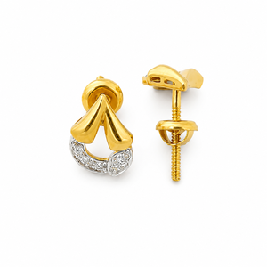 Pendientes de tuerca de diseño con microincrustaciones de diamantes en oro amarillo de 18 quilates Namivaa para mujer, de alto brillo, contemporáneos, para fiestas, bodas y uso diario. - Product Image 3
